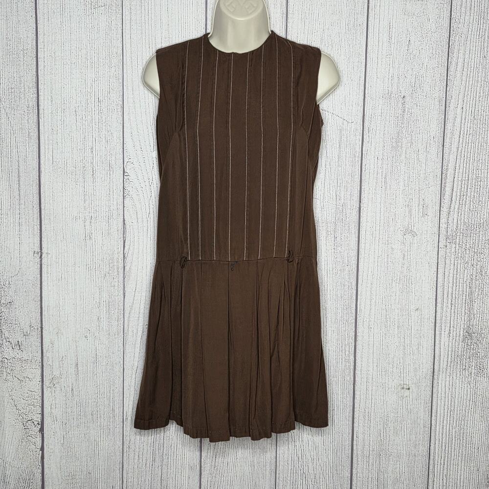 Vintage Handmade Brown Drop Waist Flapper Dress, XS/S